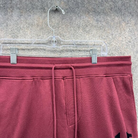 True Religion Jogger Pants Mens Large Red Zinfandel Flock CWP02 Logo Sweatpants - Picture 6 of 13